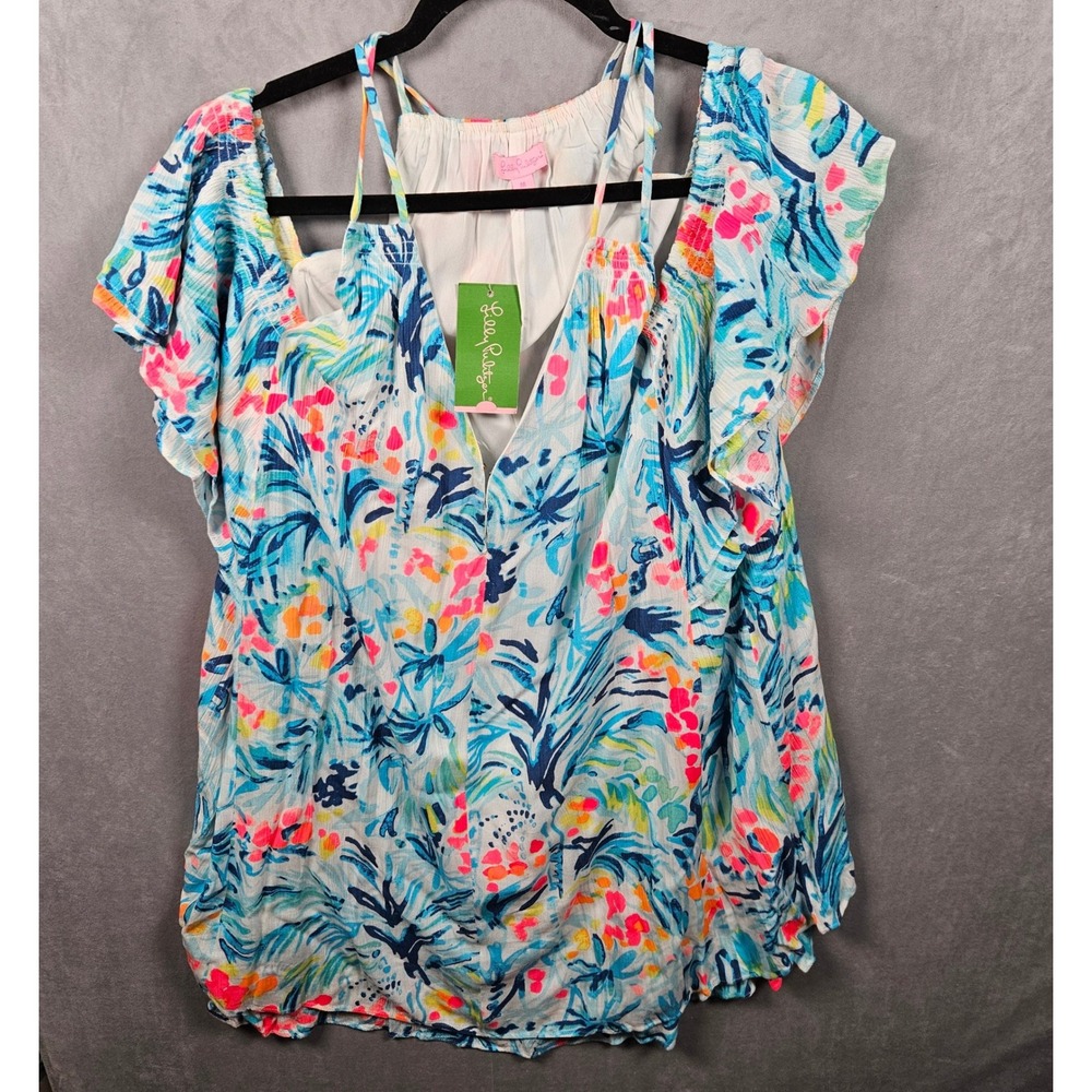 NEW Lilly Pulitzer Bellamie Dress Womens Medium Blue Serene Blue Cold Shoulder